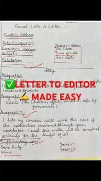 🔥LETTER TO THE EDITOR 📝 FORMAT IN 60 SECOND💯 #englishgrammar #english