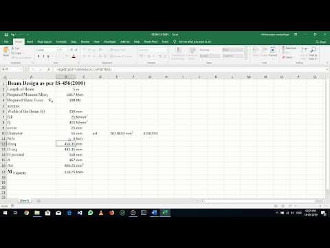 Design of RCC beam as per IS-456(2000) using excel sheet