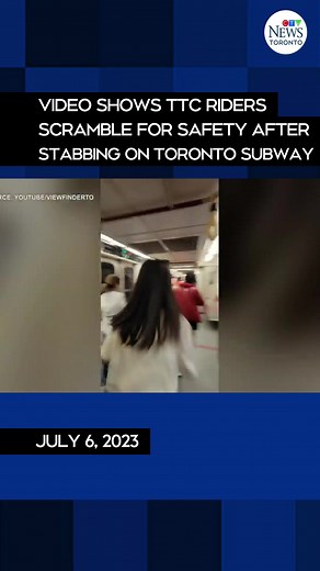 A video has surfaced online that appears to show the moments following a serious stabbing on a subway near Eglinton station in Toronto on Thursday. A man is in hospital with potentially life-threatening injuries. The suspect is described as a Black man standing 5'11