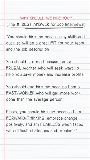 439K views · 1.6K reactions | Why Should We Hire You The Number One Answer For Job Interviews! #jobinterviewquestions #interviewquestions #interviewskills #interviewtips #richardmcmunn #careervidz #137 | Career Vidz | Facebook