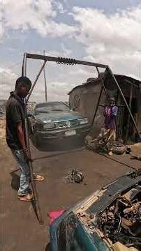How to remove a car engine without luxury tools #mechanic #restoration #viral #carengine