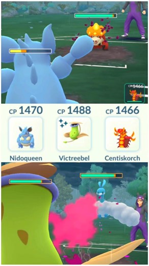 Nidoqueen ❤️ Shiny ✨️ Victreebel 🍃 Centiskorch 🔥 #pokemongo #pokemon #gbl