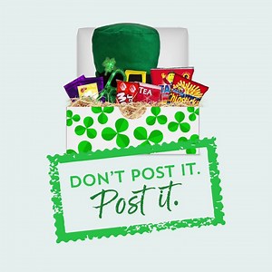 Spare us the embarrassing trip down memory lane! Don’t post It, Post It. Send a care package to those missing home this Paddy’s Day! | An Post