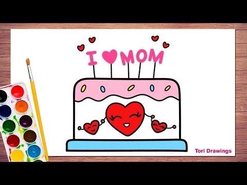 Mother’s Day Special Cake Drawing | Surprise Your Mom | Easy Mother’s Day Cake Drawing Tutorial