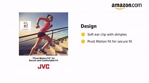 JVC Wireless Sports Ear Clip Headphones, Bluetooth Connectivity, Sweat Proof IPX2, Pivot Motion Fit - HAEC20BTB (Black)