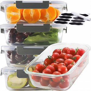 5 Pack 36 oz Glass Meal Prep Containers, Glass Storage Containers with Lids - Dishwasher, Microwave, Oven and Freezer Safe for Kitchen Organization & Food Storage come with free labels&marker pen