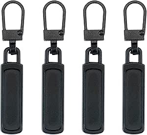Deshionew 4 PCS Spare Zipper Pulls Removable Metal Zipper Pulls Zipper Replacement for Luggage, Purses, Backpacks, Clothes, Handbags (Black)