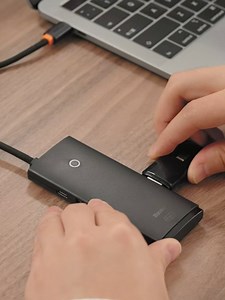 USB C Hub Multiport Adapter, Baseus USB C Dongle with 4K HDMI, 100W PD, 2*USB 3.0, SD/TF Card Slots, 6 in 1 Slim USB C Dock for MacBook Pro, iPad mini, Dell, HP, Surface and More USB C Devices