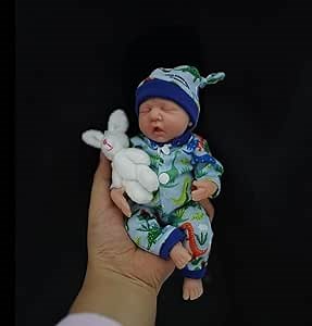 MYREBABY 7 Inch Mini Silicone Baby, Reborn Baby Dolls Silicone Full Body Boy Eric, Realistic Newborn Baby Doll Real Life Miniature Baby Doll with Feeding Accessories