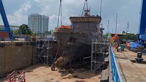 Major milestone: Scillonian IV, remaining hull section erected Following the launch of Menawethan, Scillonian IV was repositioned on her keel blocks in the building dock, ready for the next key stage of her construction. Yesterday, the final megablock (weighing 118T), forming the vessel’s bow section, was successfully lifted into the dock using the goliath crane, and work to integrate it with the rest of the hull is now underway. This significant operation marks a major step in the project, whic