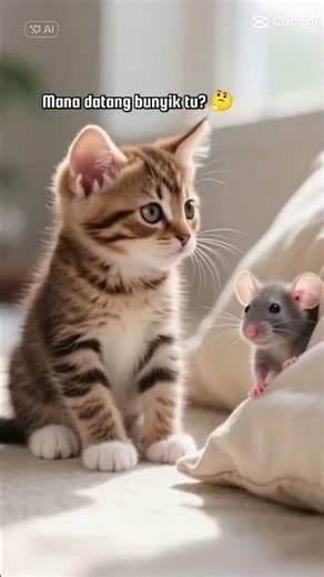 seekor anak kucing comel di prank oleh seekor tikus nakal ep2 #viral #aivideo #kucinglucu