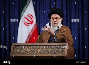 Tehran, Tehran, Iran. 9th Jan, 2022. A handout photo made available by the supreme leader office shows, Ayatollah ALI KHAMENEI speaking at a video conference meeting in Tehran, Iran, 09 January 2022. According to the leader's official website, Khamenei said that negotiations, talks, and understanding with the enemy would not mean surrender, referring to the still ongoing nuclear negotiations in Vienna. (Credit Image: © Iranian Supreme Leader'S Office via ZUMA Press Wire Stock Photo - Alamy