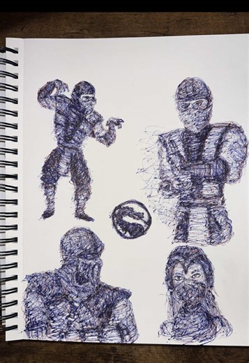 Dual Hand Drawing of Sub Zero and Friends