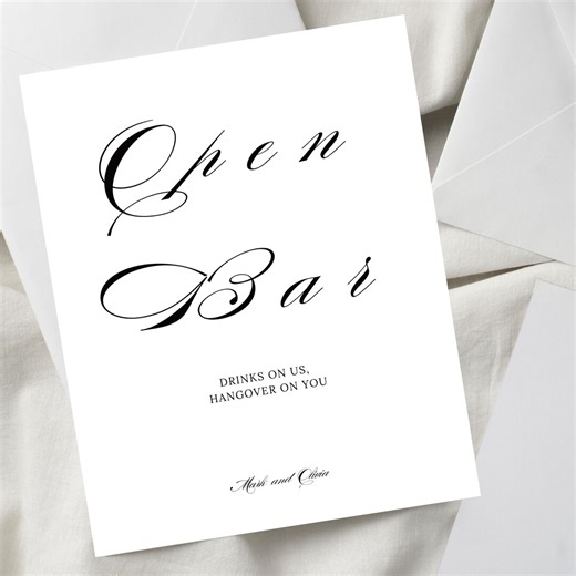 Wedding Bar Sign Template, Modern Elegant Drink Menu (digital Download) - Etsy