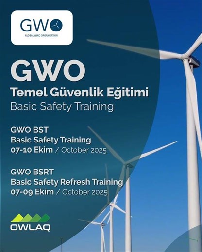 📢2025 Ekim GWO Eğitim Duyurusu! #renewableenergy #gwo #gwobst #greenenergy #electrical