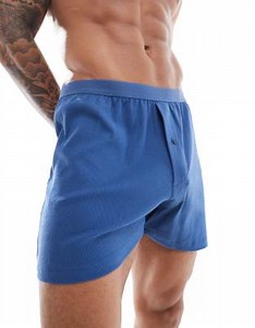 ASOS DESIGN ribbed boxers in blue | ASOS