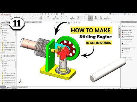 [Part-11] Stirling engine | Solidworks beginners | Piston pin