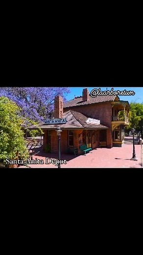 The #Jacaranda tree behind the #SantaAnitaDepot is in spectacular #Bloom! We have tours of the #Depot 11am to 2pm daily. Stop by and explore a piece of #RanchoSantaAnita History! #LuckyBaldwin #Train #TrainMuseum #Railroad #CaliforniaHistory #ThingsToDoInLA | Los Angeles County Arboretum & Botanic Garden