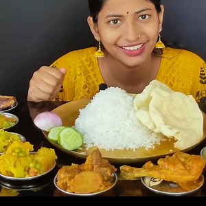 50K views · 1.2K reactions | Indian Food Eating - Mutton Curry, Chicken Curry, Vegetable Curry, Fulkopi Curry, Doi, Misti, Papar, Chatni With Huge Amount of Rice Bengali Lunch | Food Ninja Family | Facebook