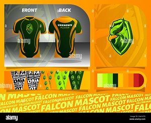 Falcon head mascot logo for the esports team, with Jersey and lanyard template design isolated on gradient background Stock Vector Image & Art - Alamy