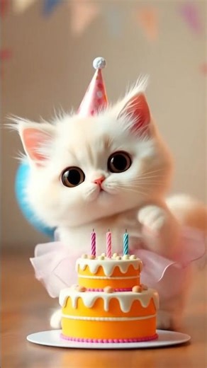 Happy birthday#birthdaycat #viralshortfeed #cat #fluffycat #birthdaywishes #catwishes_studio