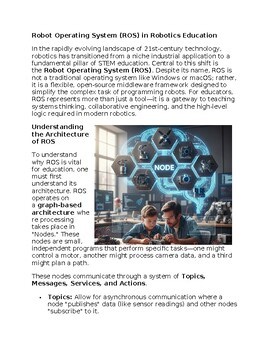 Robot Operating System in Robotics Education Reading Passage and x 10 Questions