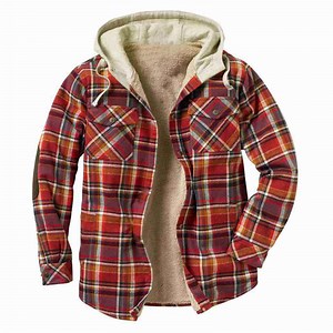 [Hot Item] Men's Camp Night Berber Lined Hooded Flannel Shirt Jacket
