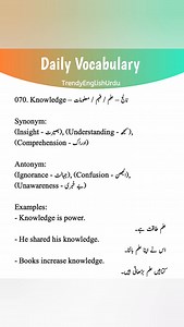 4.2K views · 57 reactions | Knowledge meaning in Urdu with examples #learning #english #short #learn | Trendy English Urdu | Facebook