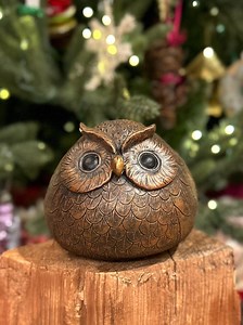 Handmade Concrete Owl Figurine | Chubby Round Bird Sculpture - Etsy