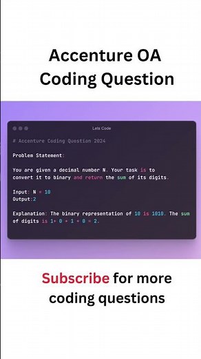 Accenture OA Coding Questions #accenture #coding