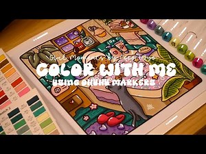 Color with me (ASMR) 🚿🧼 'Girl Moments' by Coco Wyo using Ohuhu markers 🌱✏️ #adultcoloring #asmr
