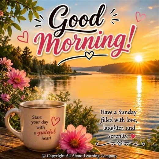 Good Morning Sunday Peaceful Sunrise Coffee Animation