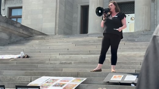 AACF Education Policy Director Nicole Carey spoke this afternoon at the Day Without Child Care rally at the Arkansas Capitol. | Arkansas Advocates for Children and Families