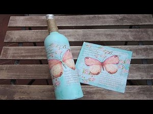 Recycle a wine bottle with decoupage and glitter