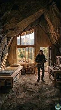 Building a Survival Shelter Under a Giant Rock Overhang
