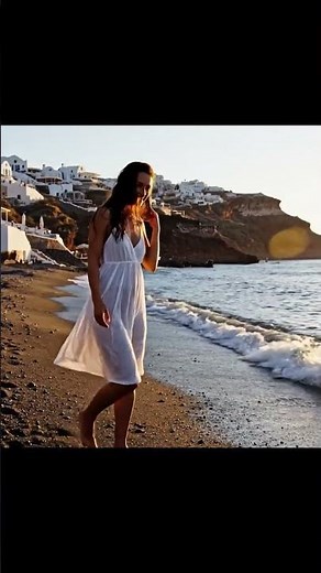 Golden Sunset Walk in Santorini | Beach Beauty at Dusk