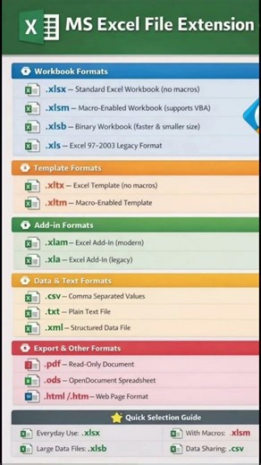 MS Excel में कितने अलग-अलग प्रकार के Excel Extension यानी Excel Format होते है | File Extension