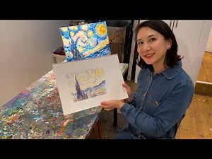 Artbar Tokyo - 色鉛筆でゴッホの星月夜 アートチュートリアル