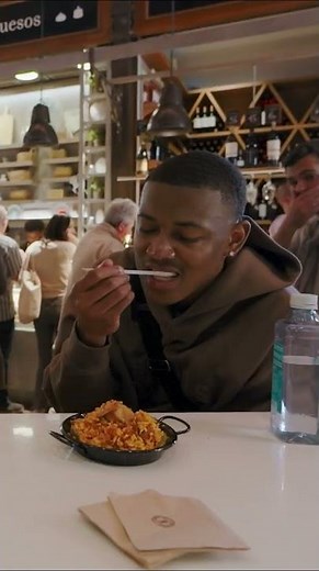 DeVonta Smith tries some of Madrid's most popular dishes