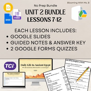 TCI 6th Grade Unit 2 Bundle: Lessons 7-12 | No Prep Slides, Guided Notes, & Quiz