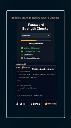 Animated Password Strength Checker. Beginner Developers Must Try This! #coding #css #form