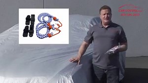The Gust Strap Wind Protector product - a must have for windy climates. The two strong bungee cords and 4 extra strength grip clips are designed to hold your new cover on to your car through storms and windy conditions. It is a great value at $14.95. | Carcovers.com