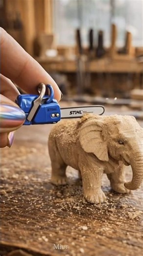 💙🪚 Blue Hand Saw Cutting Elephant Toy – Satisfying DIY Moment! 🐘✨ #woodwork #woodwork #outdoordiy