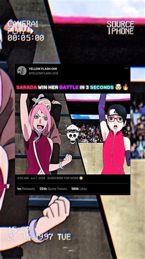 Sarada Win Her Battle 3 Seconds 🔥 #sarada #boruto #sasuke #shorts