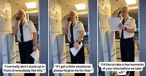 Pilot's retirement speech on his last flight leaves everone emotional and teary-eyed