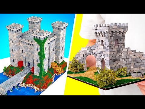 DIY MINI BRICK CRAFTS || Miniature Castle And Watchtower From Mini Bricks
