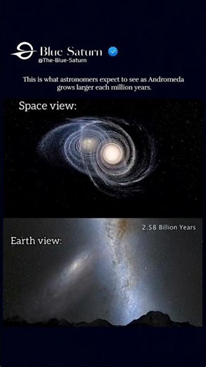 This is the view from Earth as the Milky Way and Andromeda reshape each other.