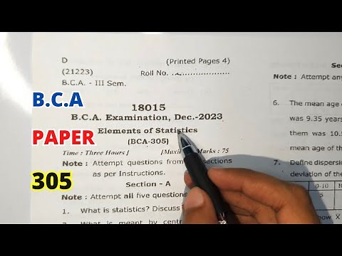 CCSU BCA 2nd Year Paper | 3 Semester Last year Paper | BCA 305 | Elements of Statistics