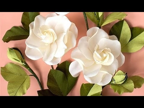 Como hacer flores de papel / Flor de papel crepom / Gardenia Flores