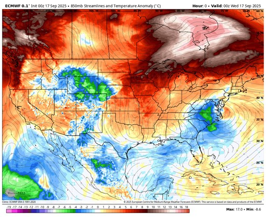Here's the pattern through October 3rd. No change. Above normal temperatures and lots of dryness. There will be some showers and thunderstorms this weekend into early next week, but totals rainfall looks low. | Your Chicago Weather